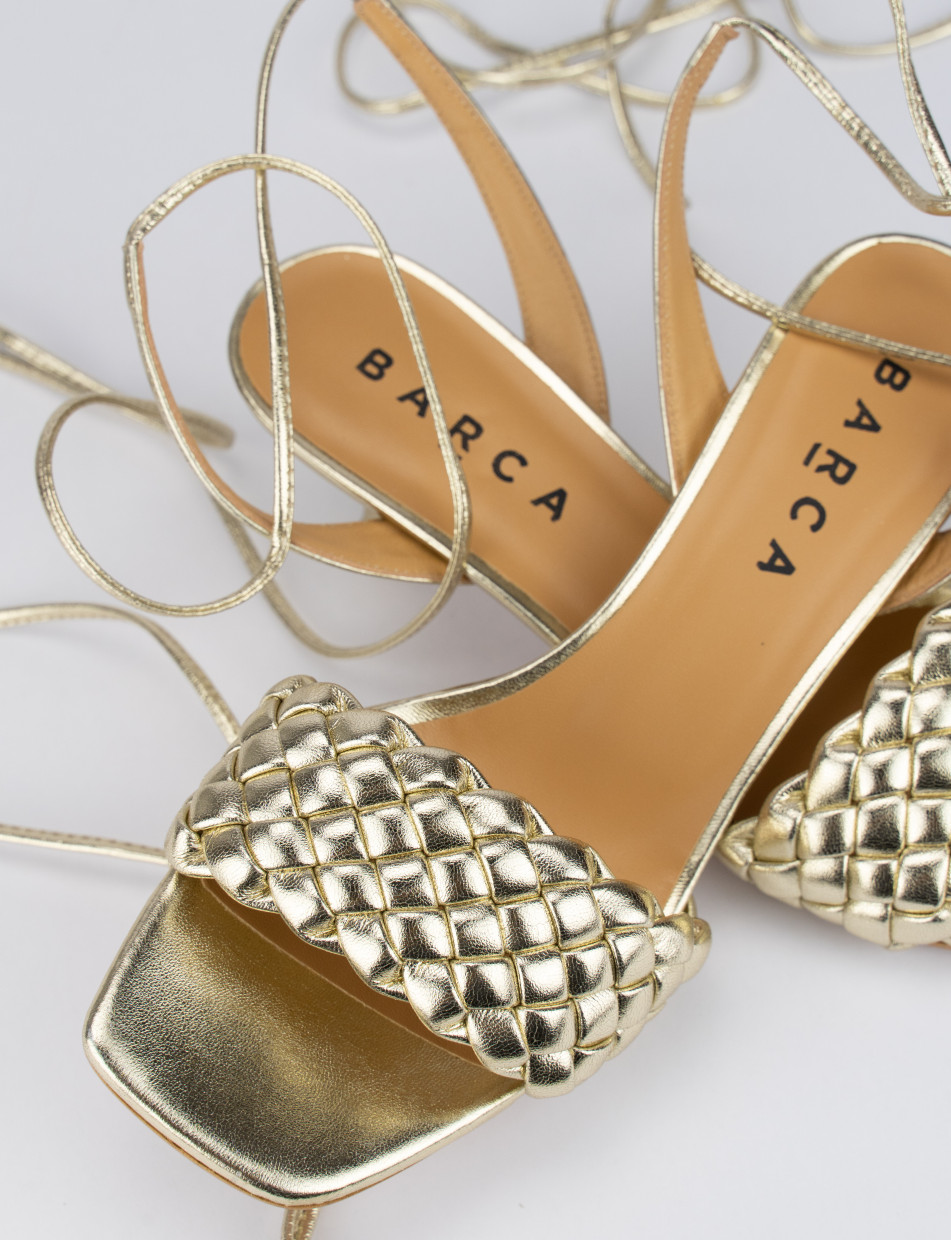 Sandalo tacco 5 cm oro pelle Barca Stores