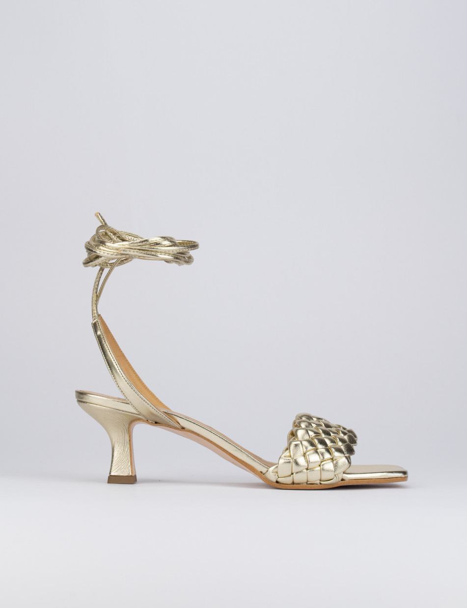 High heel sandals heel 5 cm gold leather