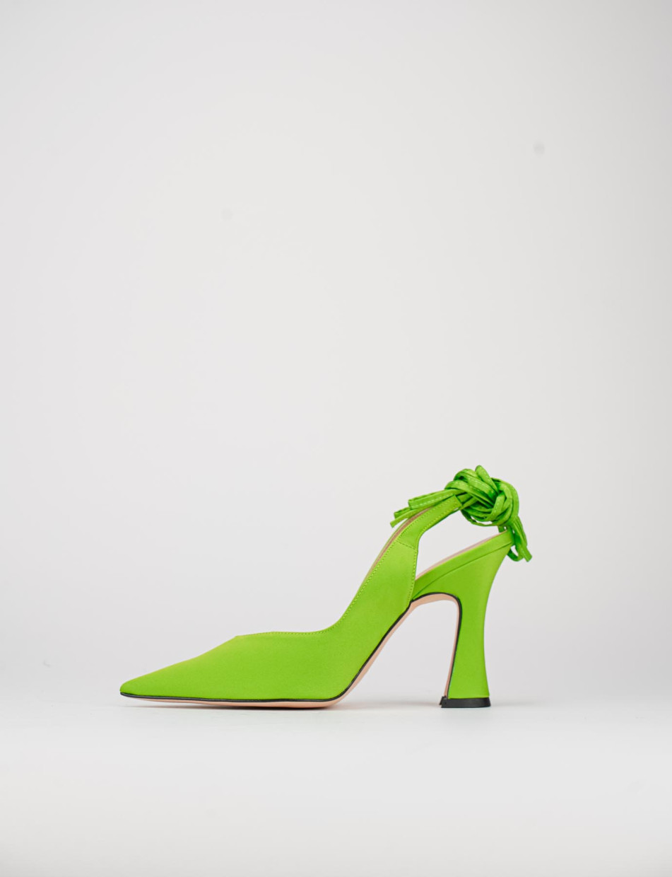 Slingback decoltè tacco 9 cm verde raso