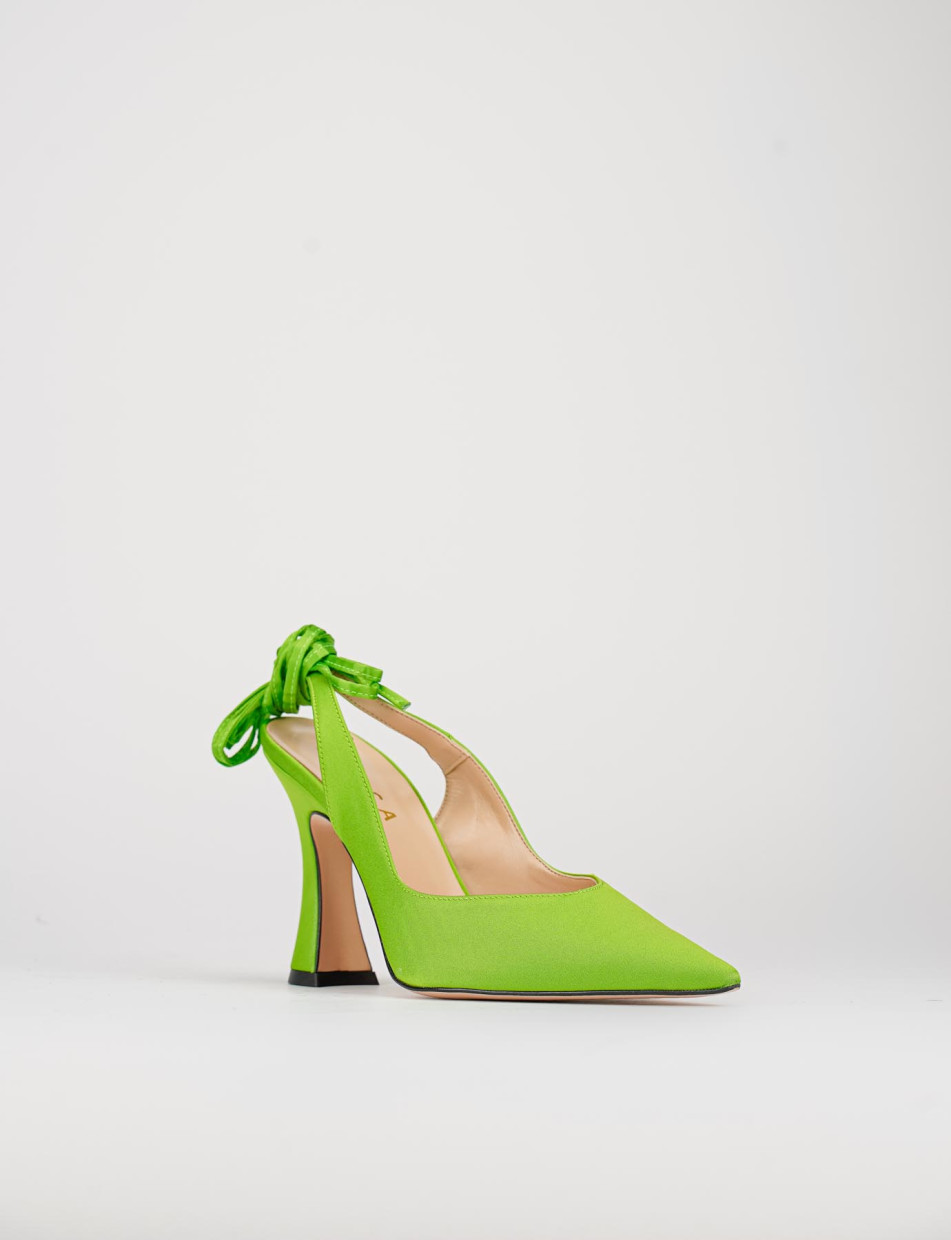 Slingback decoltè tacco 9 cm verde raso