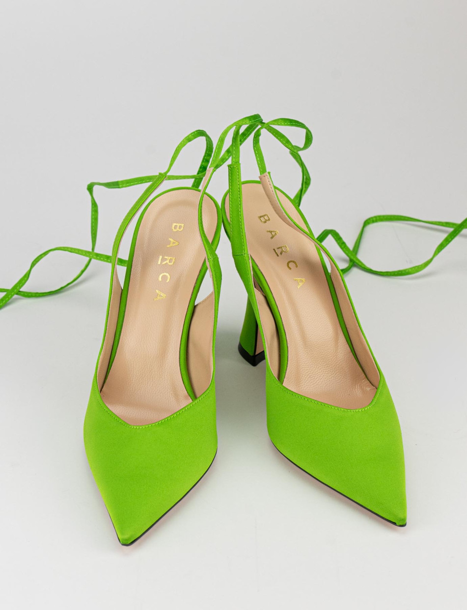 Slingback decoltè tacco 9 cm verde raso