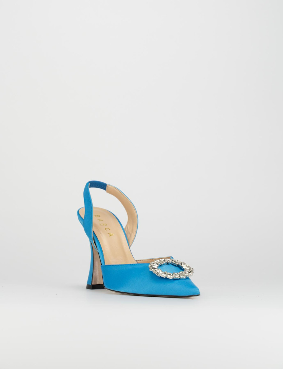 Slingback decoltè tacco 9 cm azzurro raso