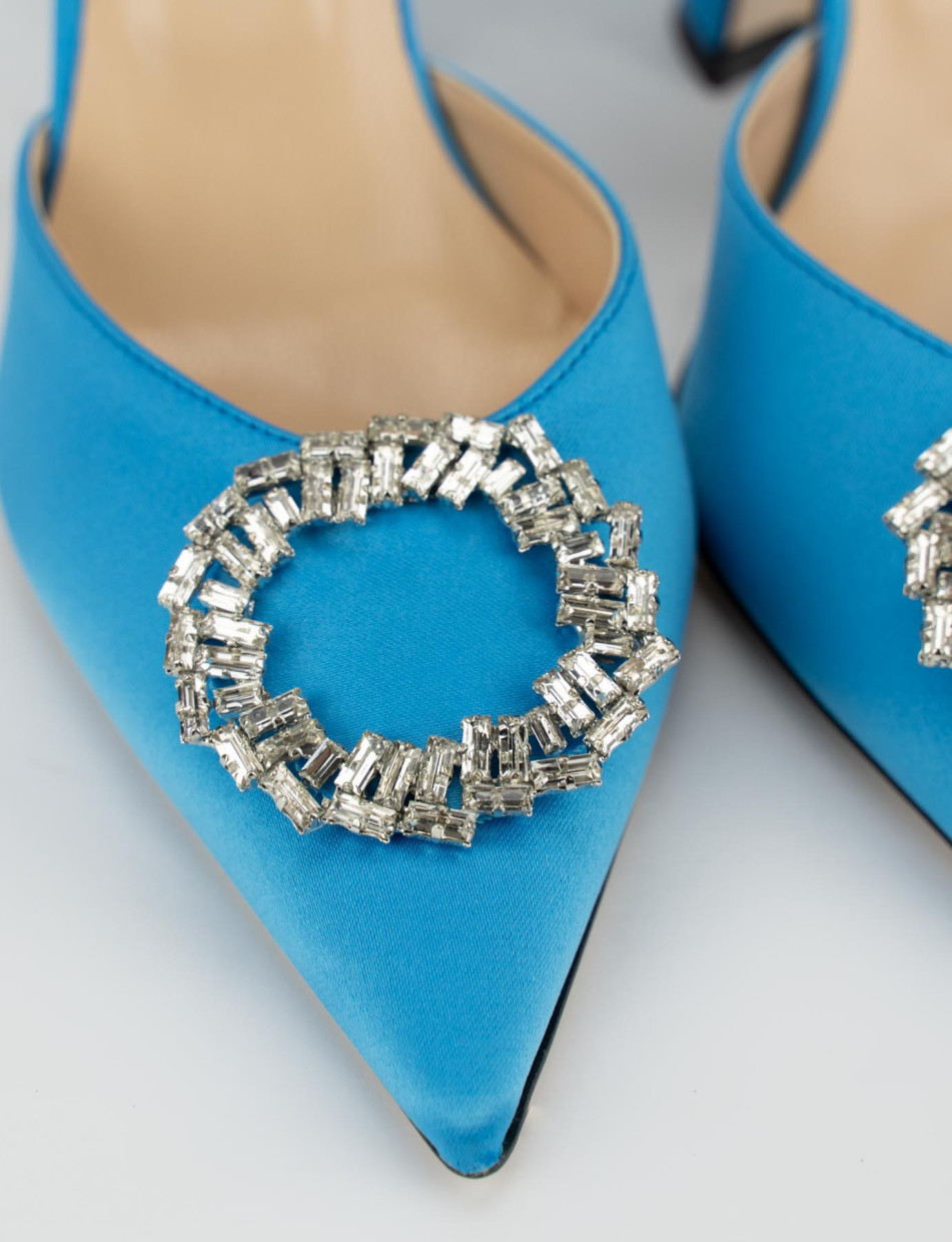 Pumps woman heel 9 cm light blue satin Barca Stores