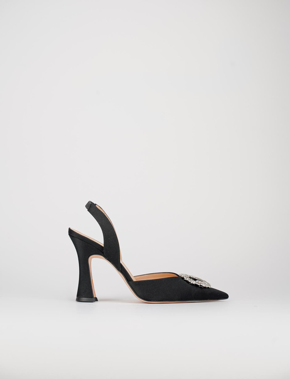 Slingback decoltè tacco 9 cm nero raso