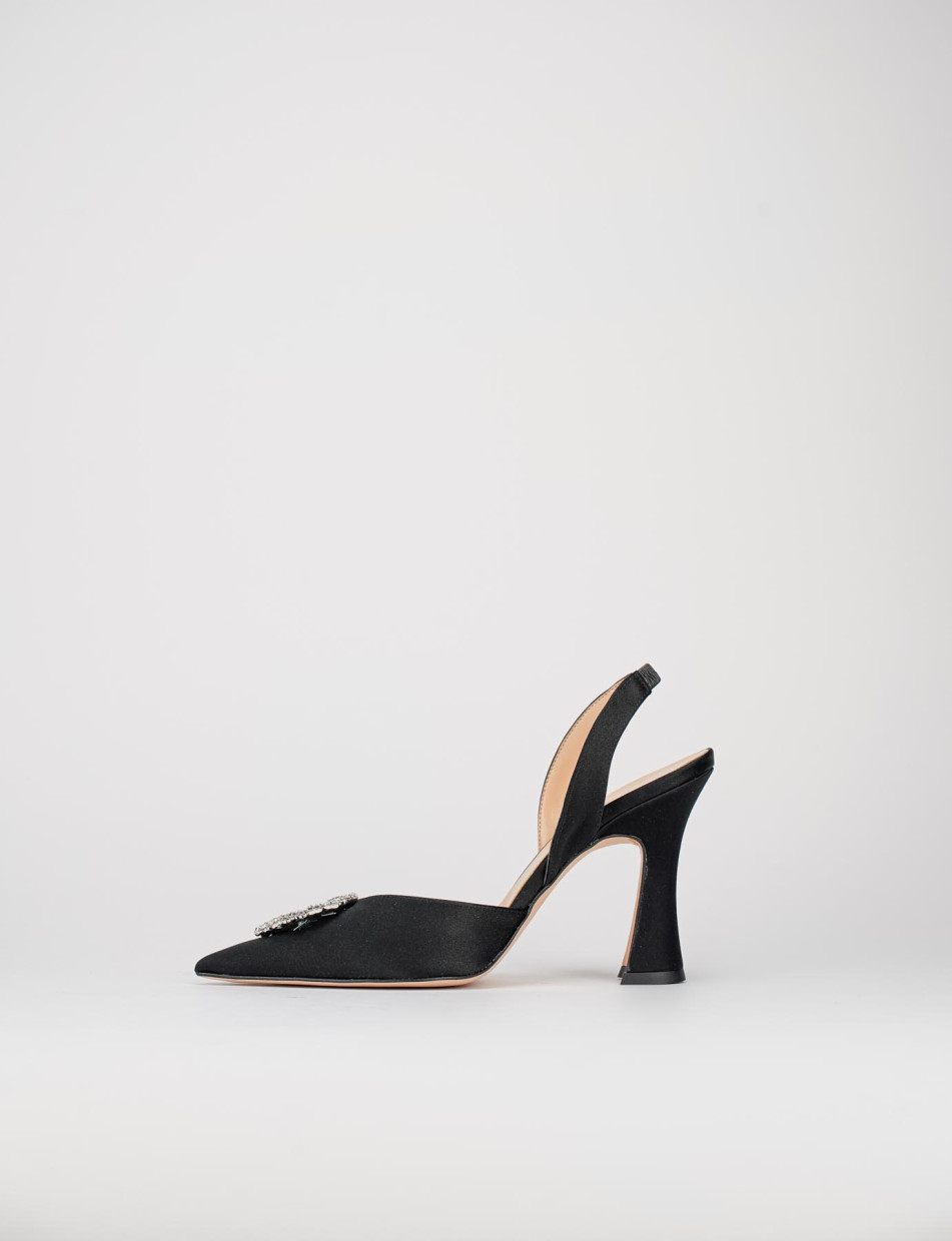 Slingback decoltè tacco 9 cm nero raso