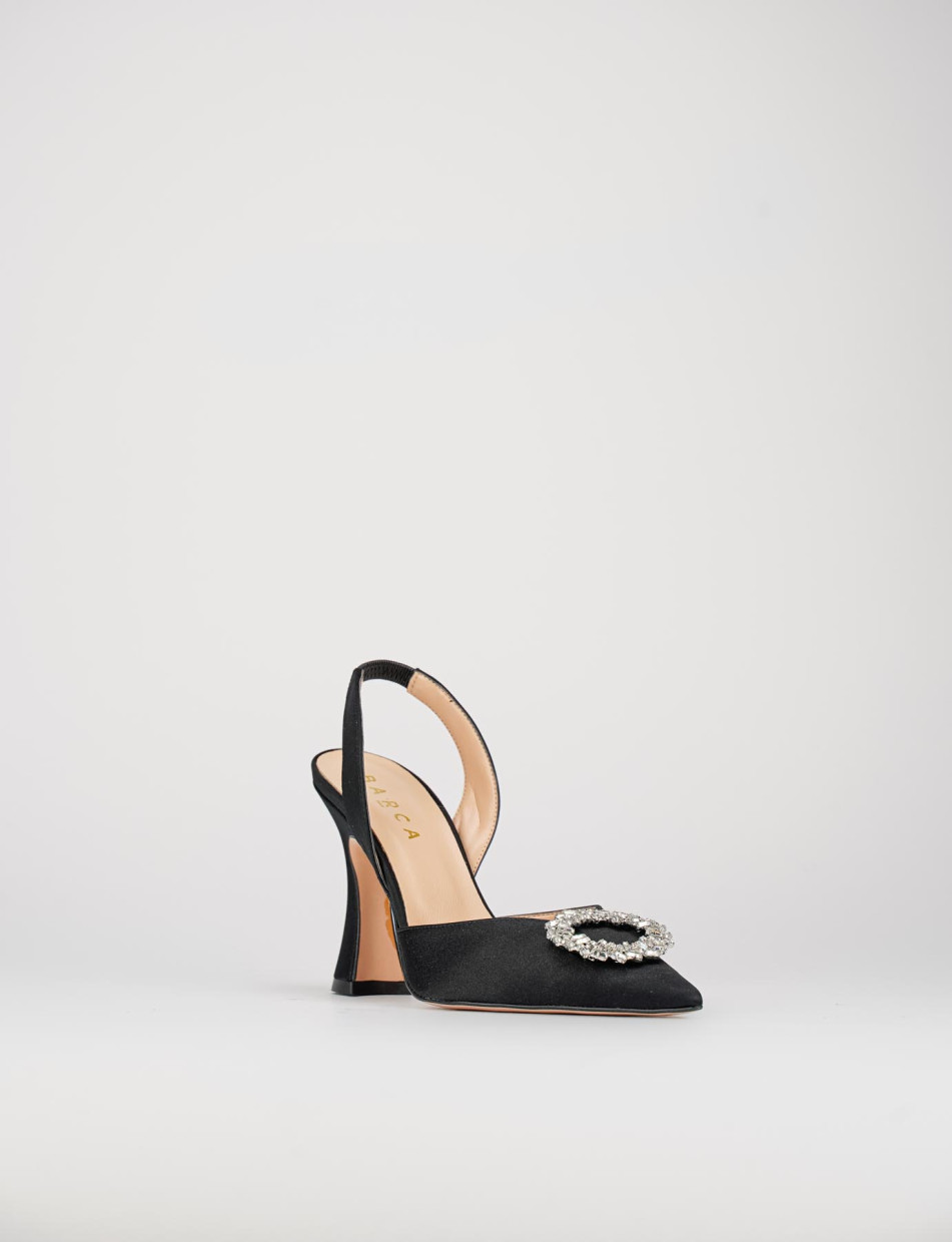 Slingback decoltè tacco 9 cm nero raso