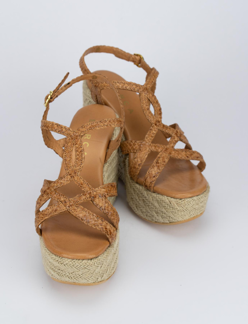 Wedge heels heel 6 cm brown leather