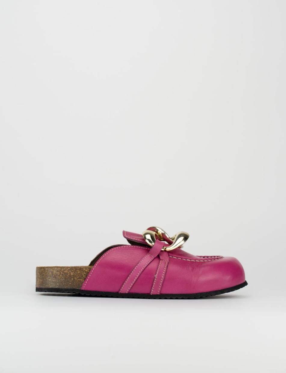 Slippers heel 1 cm pink leather