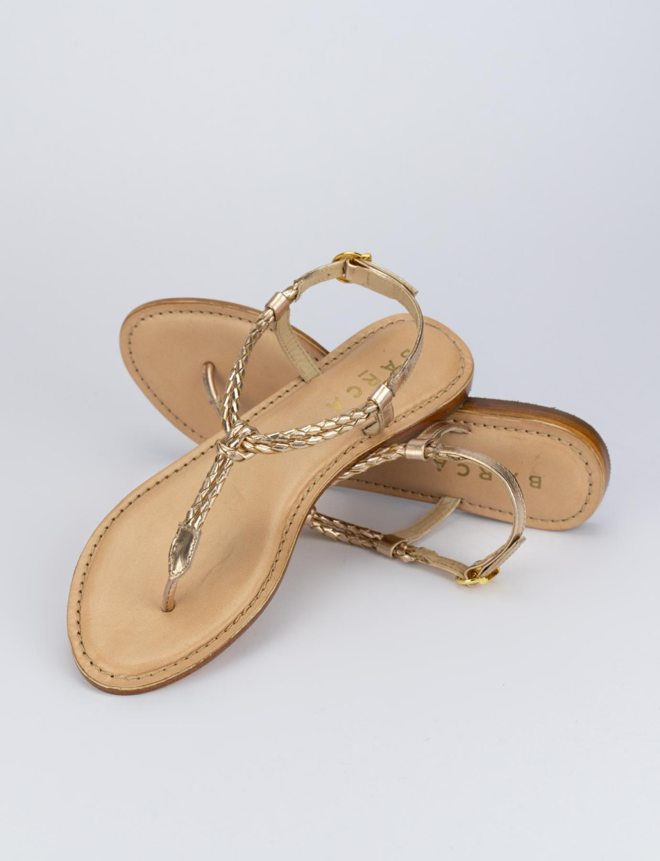 Flip flops heel 1 cm gold leather