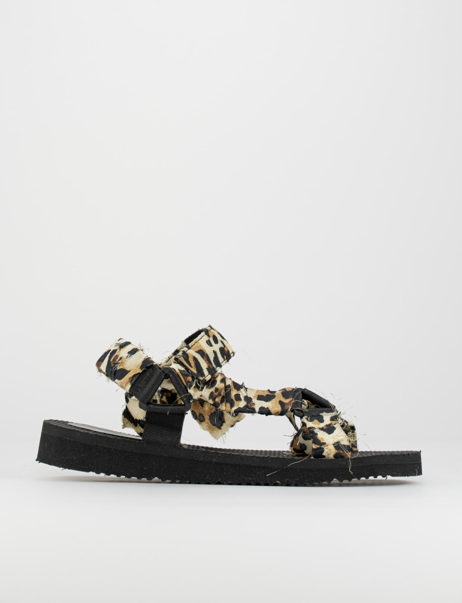 Sandalo tacco 1 cm multicolor tessuto