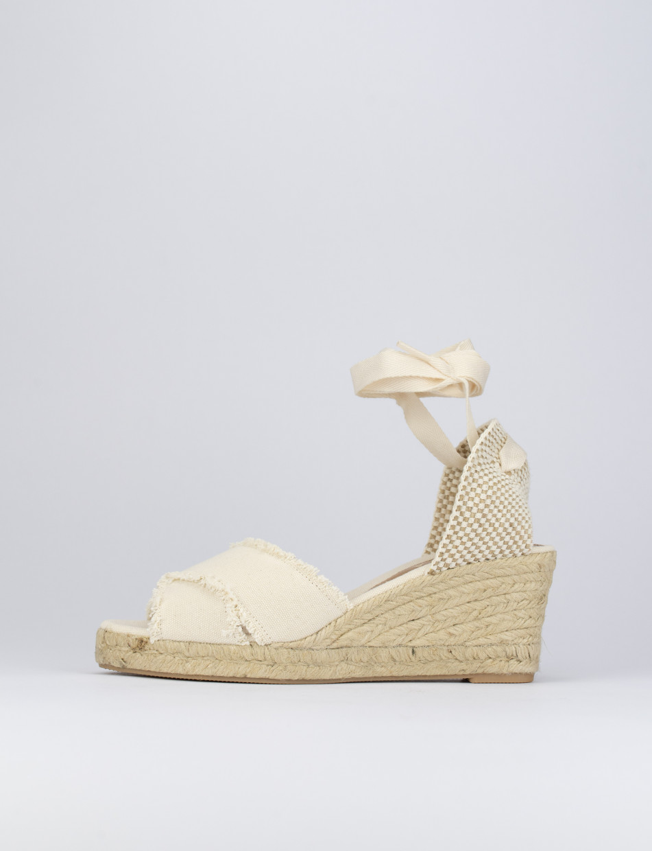 Espadrillas heel 6 cm beige tissue