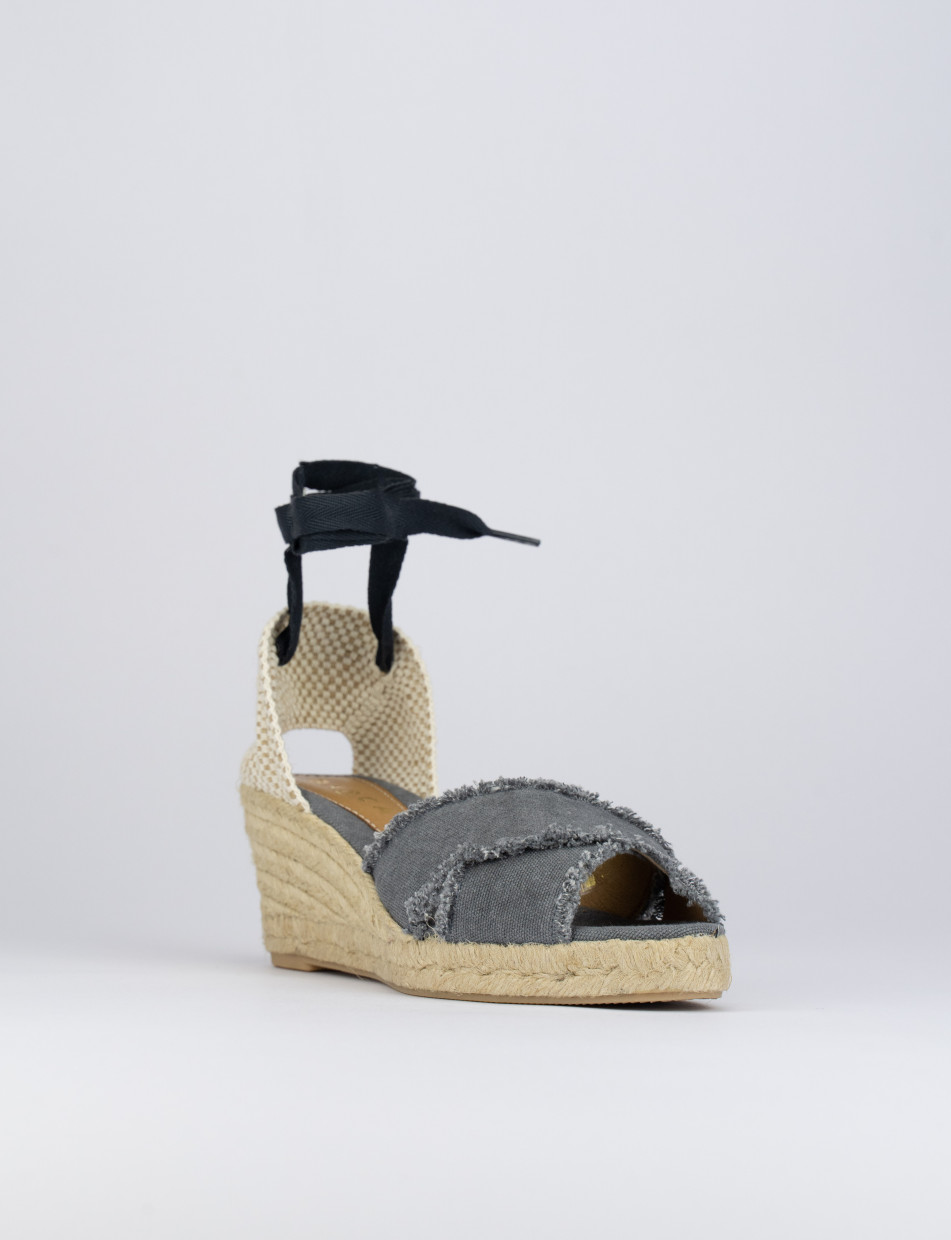 Espadrillas zeppa 6 cm nero tessuto