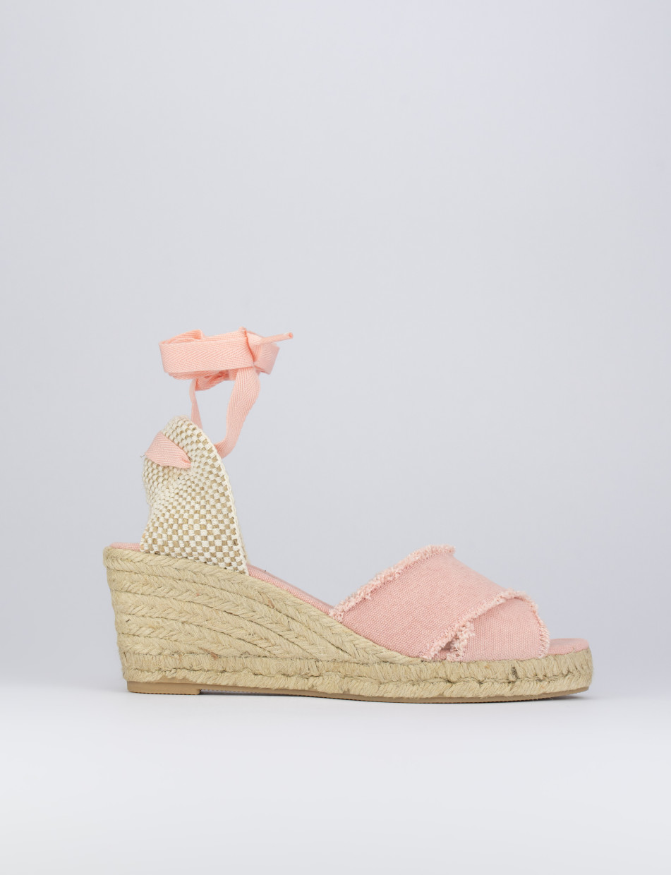 Espadrillas zeppa 6 cm rosa tessuto Barca Stores