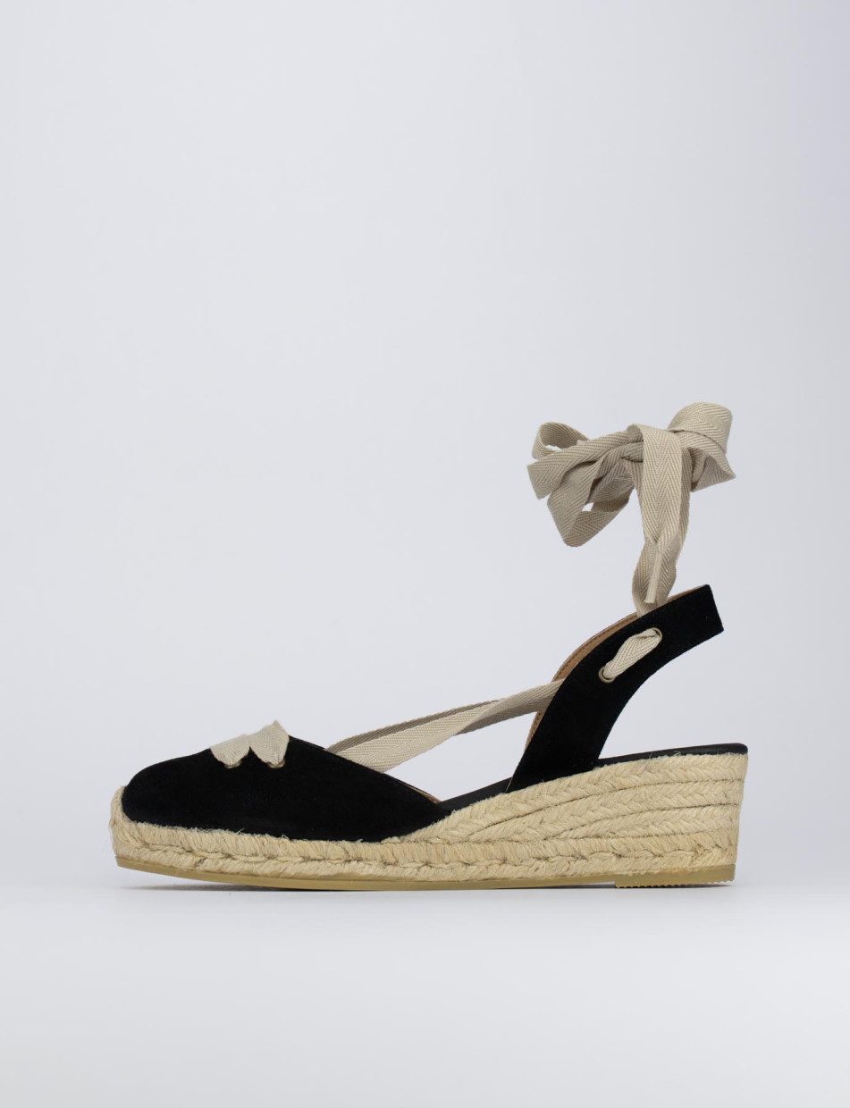 Espadrillas heel 3 cm black chamois