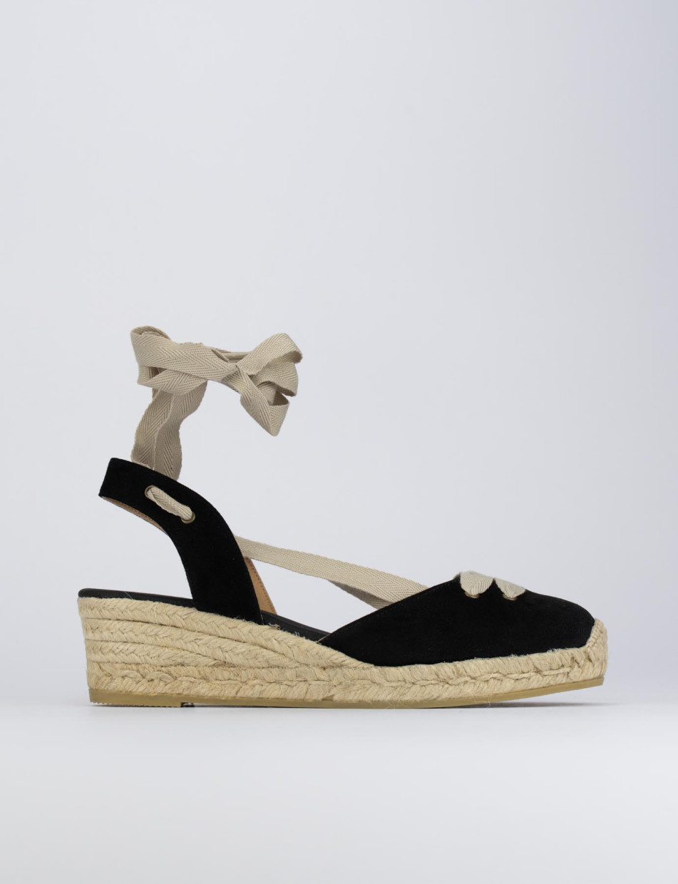 Espadrillas heel 3 cm black chamois