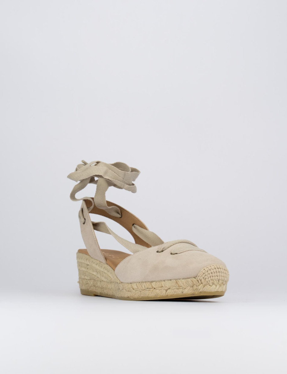 Espadrilla zeppa 3 cm beige camoscio