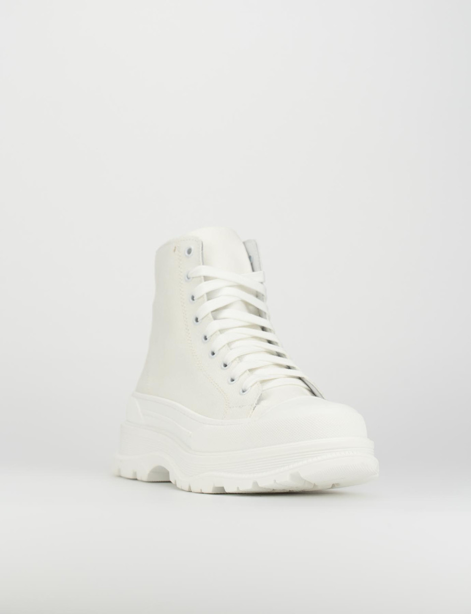 Sneakers tacco 1cm tela bianco