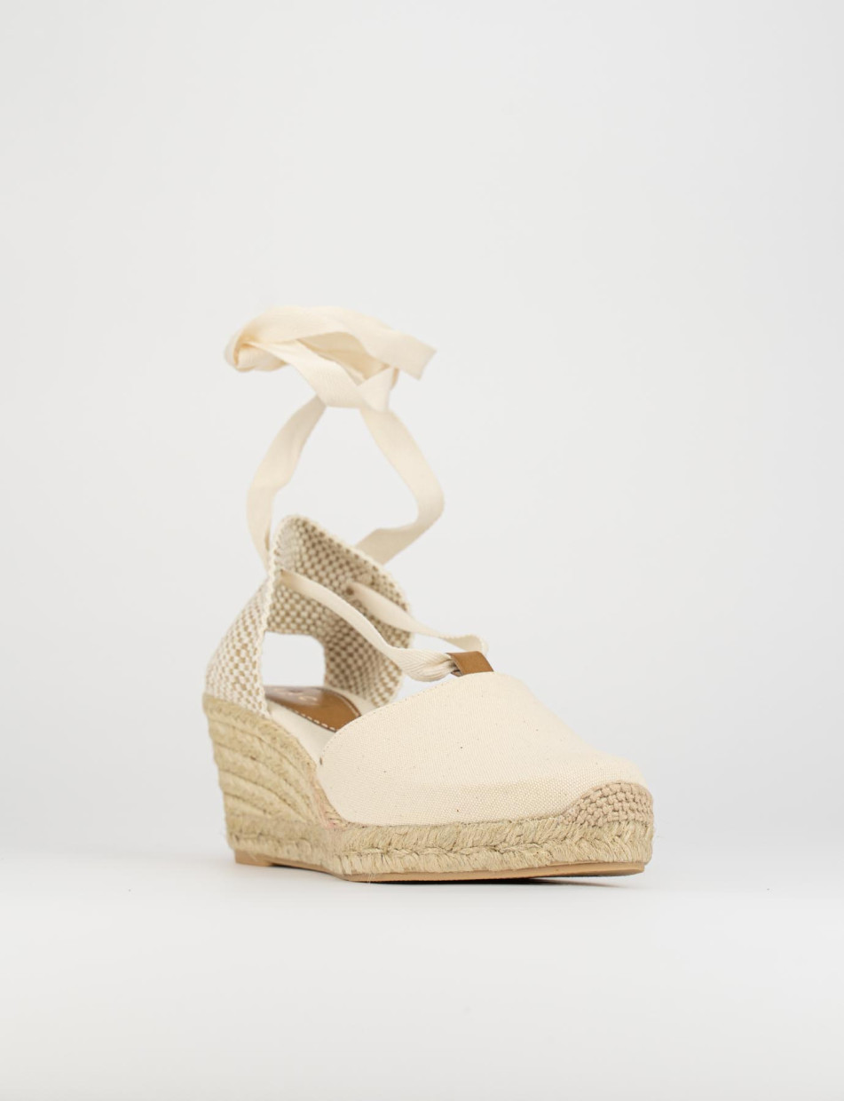 Espadrillas heel 6 cm beige tissue