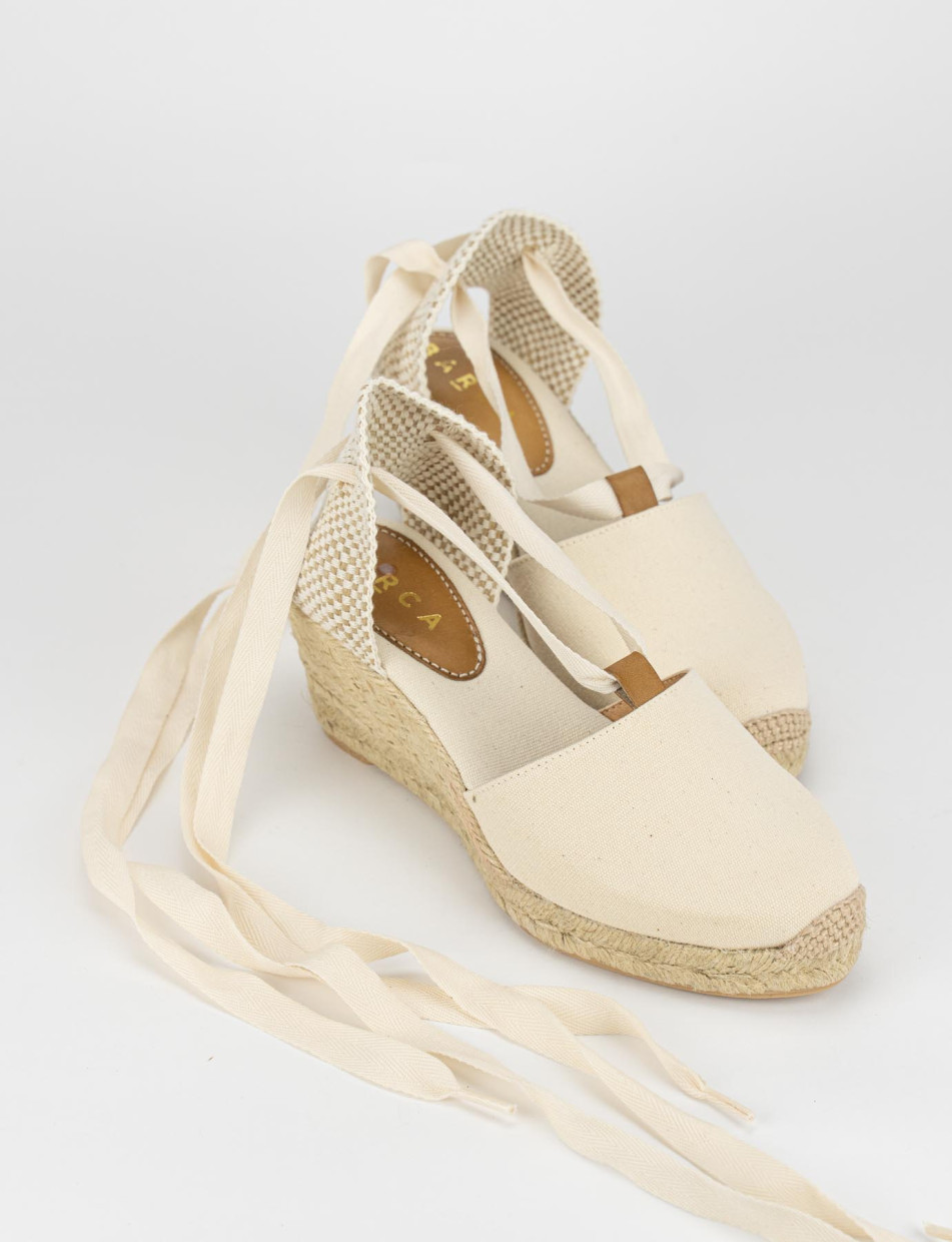 Espadrillas heel 6 cm beige tissue