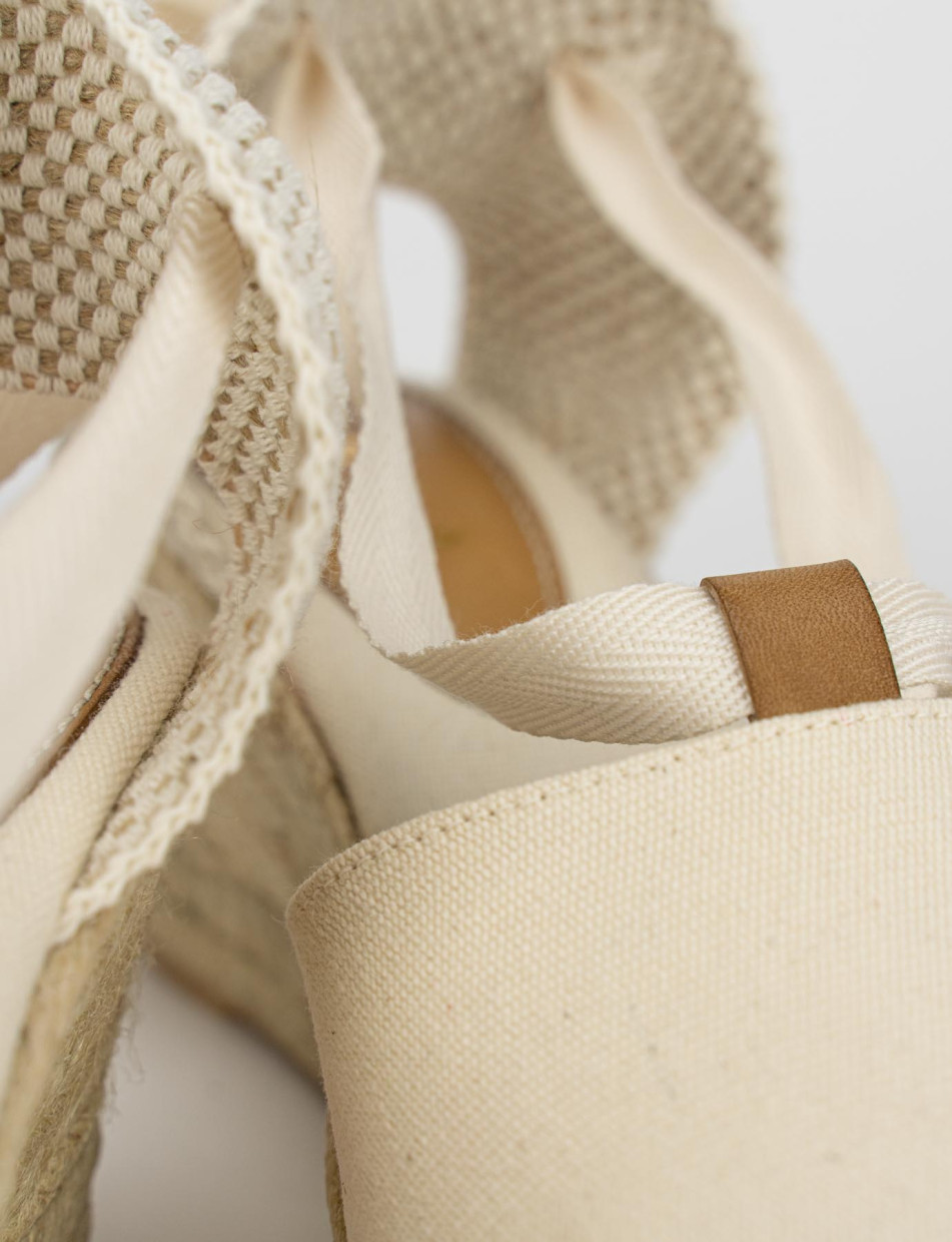 Espadrilla zeppa 5 cm beige tessuto