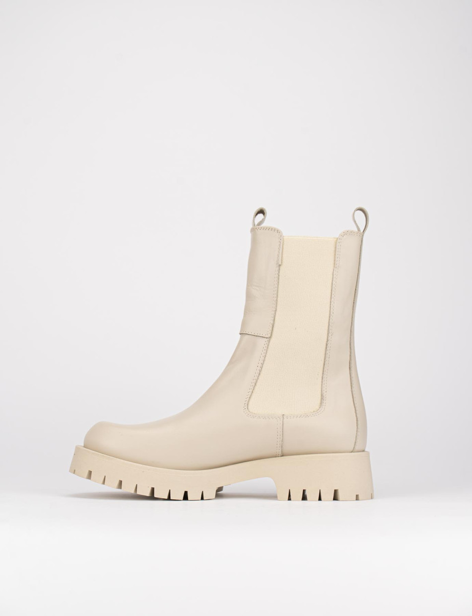 Stivaletti tacco basso donna beige pelle Barca Stores