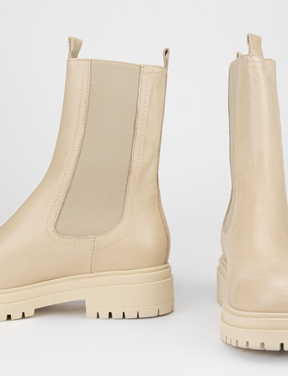 Stivaletti tacco basso donna beige pelle Barca Stores