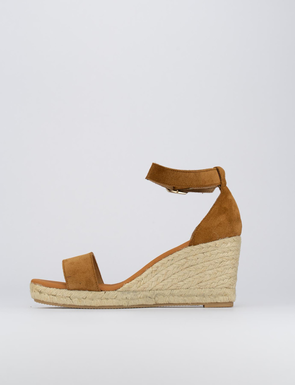 Espadrilla zeppa 8 cm marrone camoscio