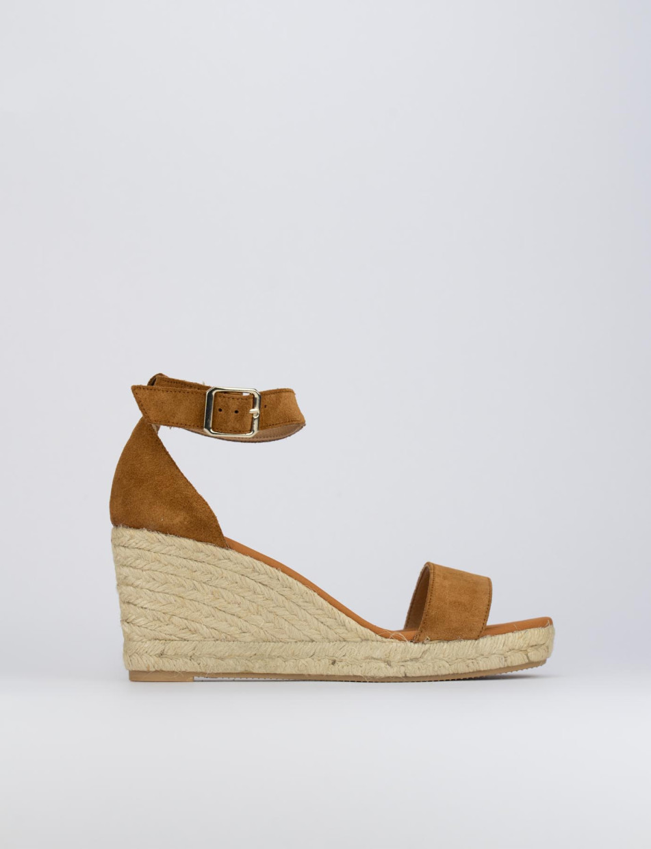 Espadrilla zeppa 8 cm marrone camoscio