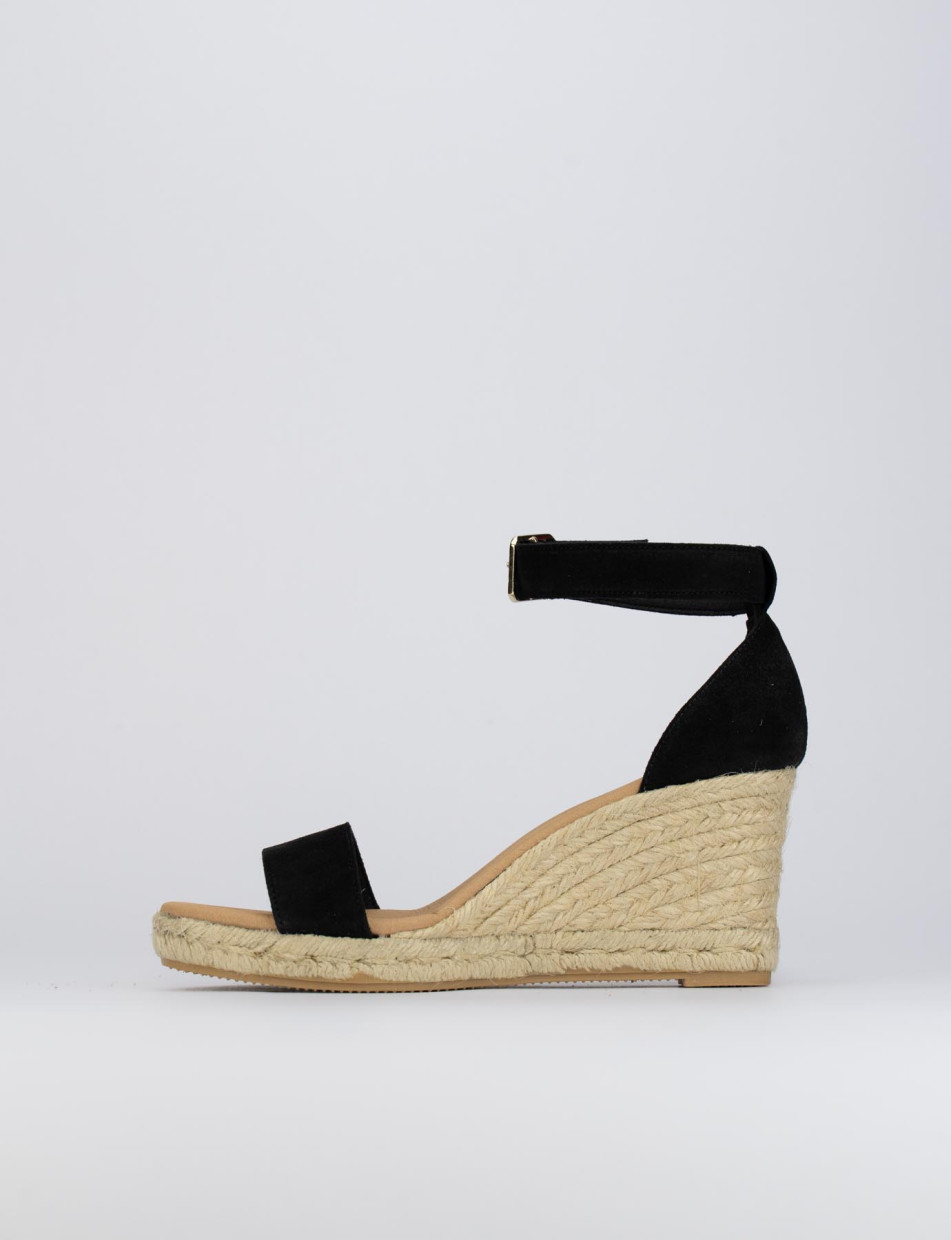 Espadrilla zeppa 8 cm nero camoscio