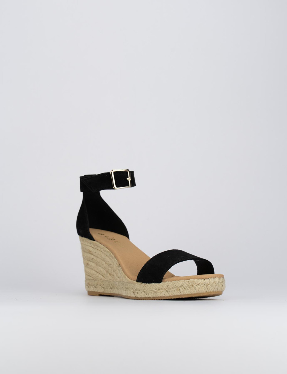 Espadrilla zeppa 8 cm nero camoscio