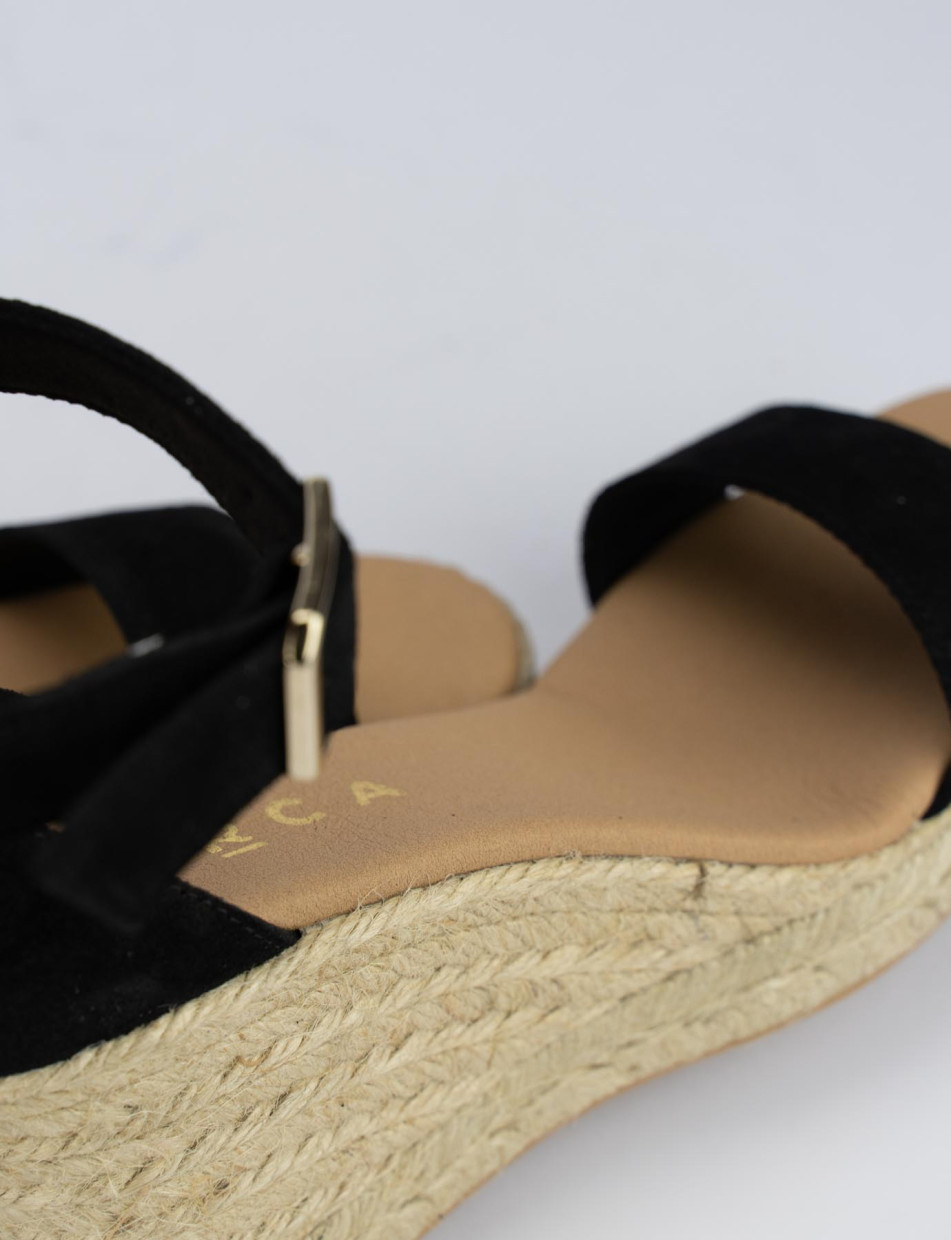 Espadrilla zeppa 8 cm nero camoscio