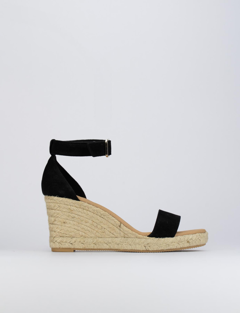 Espadrilla zeppa 8 cm nero camoscio