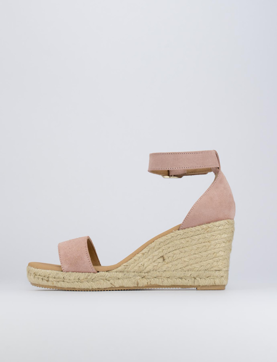 Espadrilla zeppa 8 cm rosa camoscio