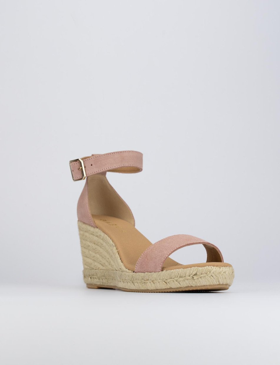 Espadrilla zeppa 8 cm rosa camoscio