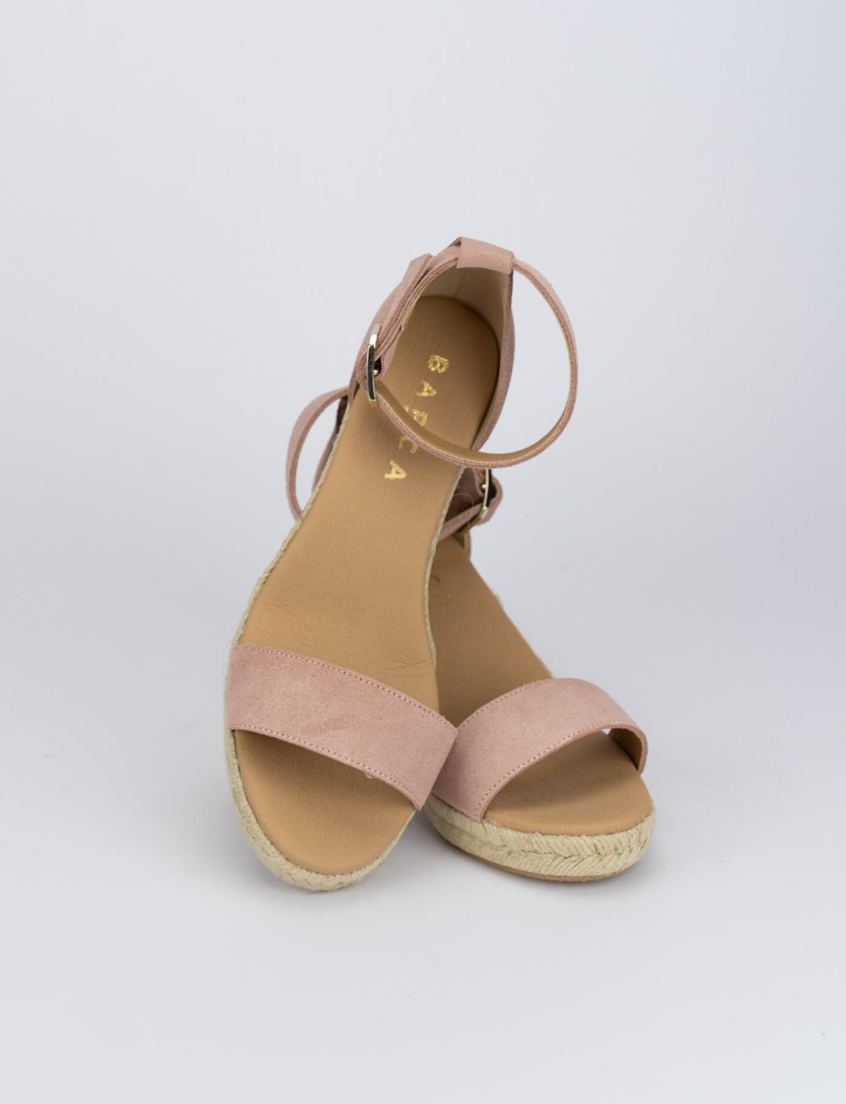 Espadrilla zeppa 8 cm rosa camoscio