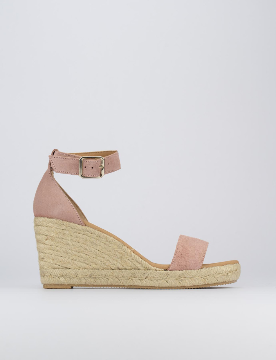 Espadrilla zeppa 8 cm rosa camoscio
