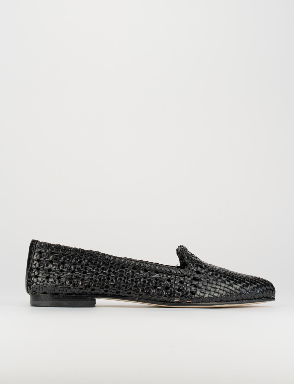 Flat shoes heel 1 cm black leather