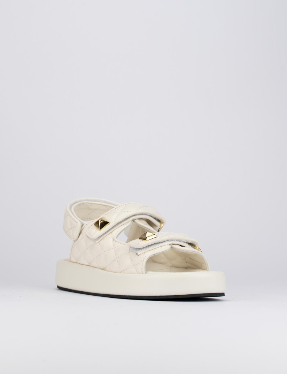 Low heel sandals heel 1 cm white leather