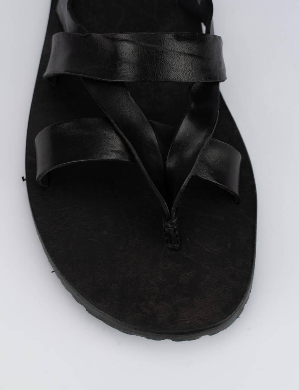 Sandals heel 1 cm black leather