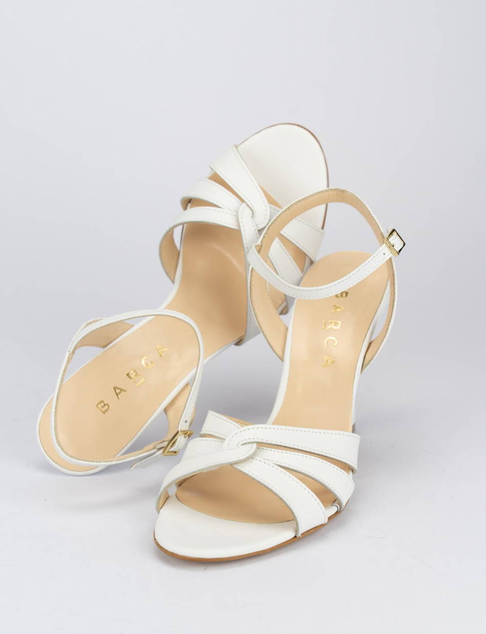 High heel sandals heel 9 cm white leather