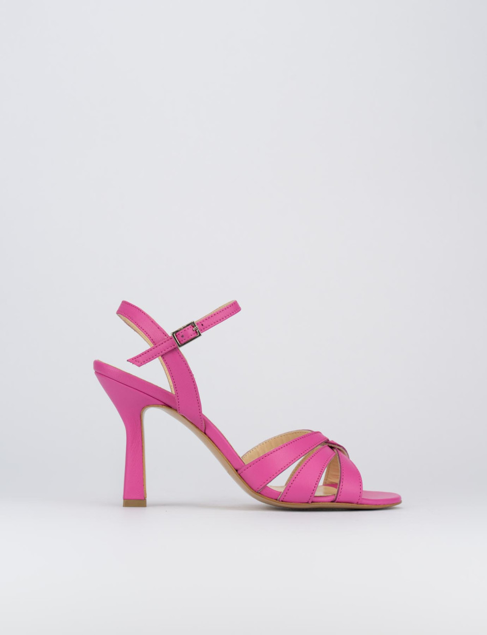 High heel sandals heel 9 cm pink leather