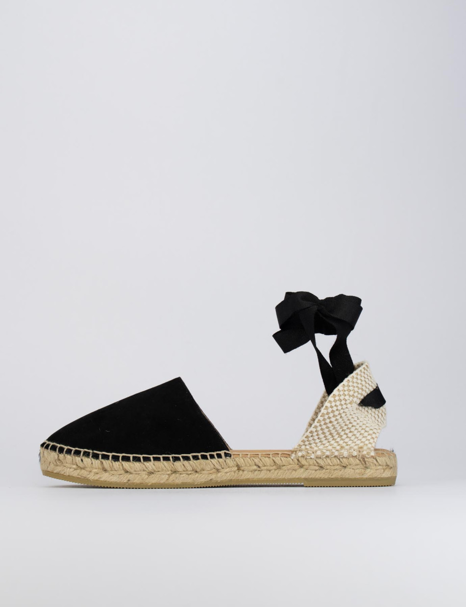 Espadrilla zeppa 2 cm nero camoscio