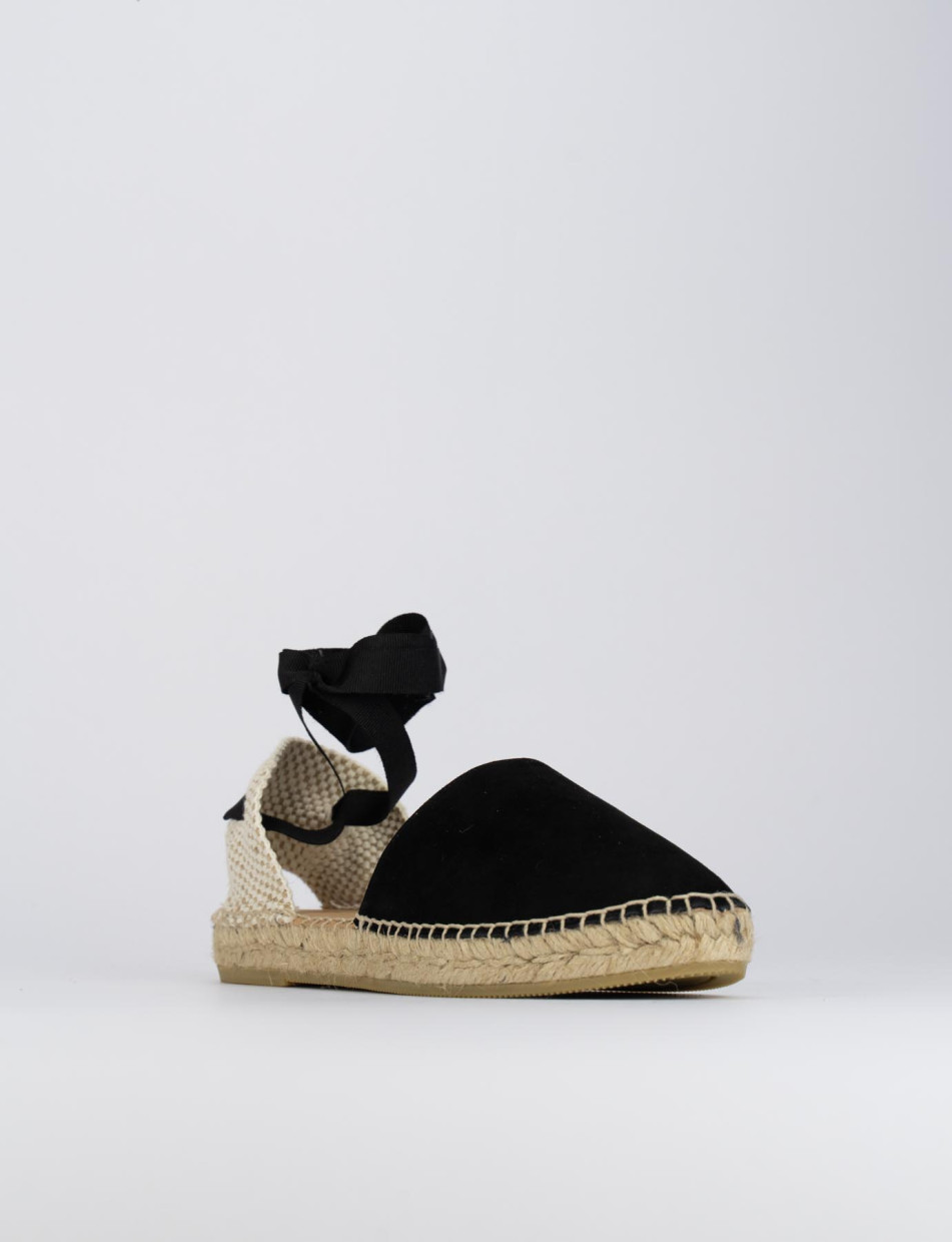 Espadrilla zeppa 2 cm nero camoscio