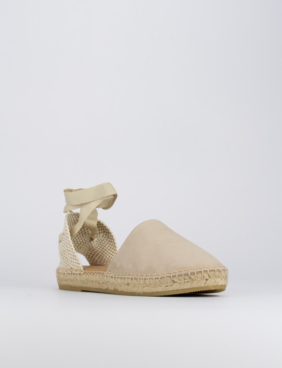 Espadrilla zeppa 2 cm beige camoscio