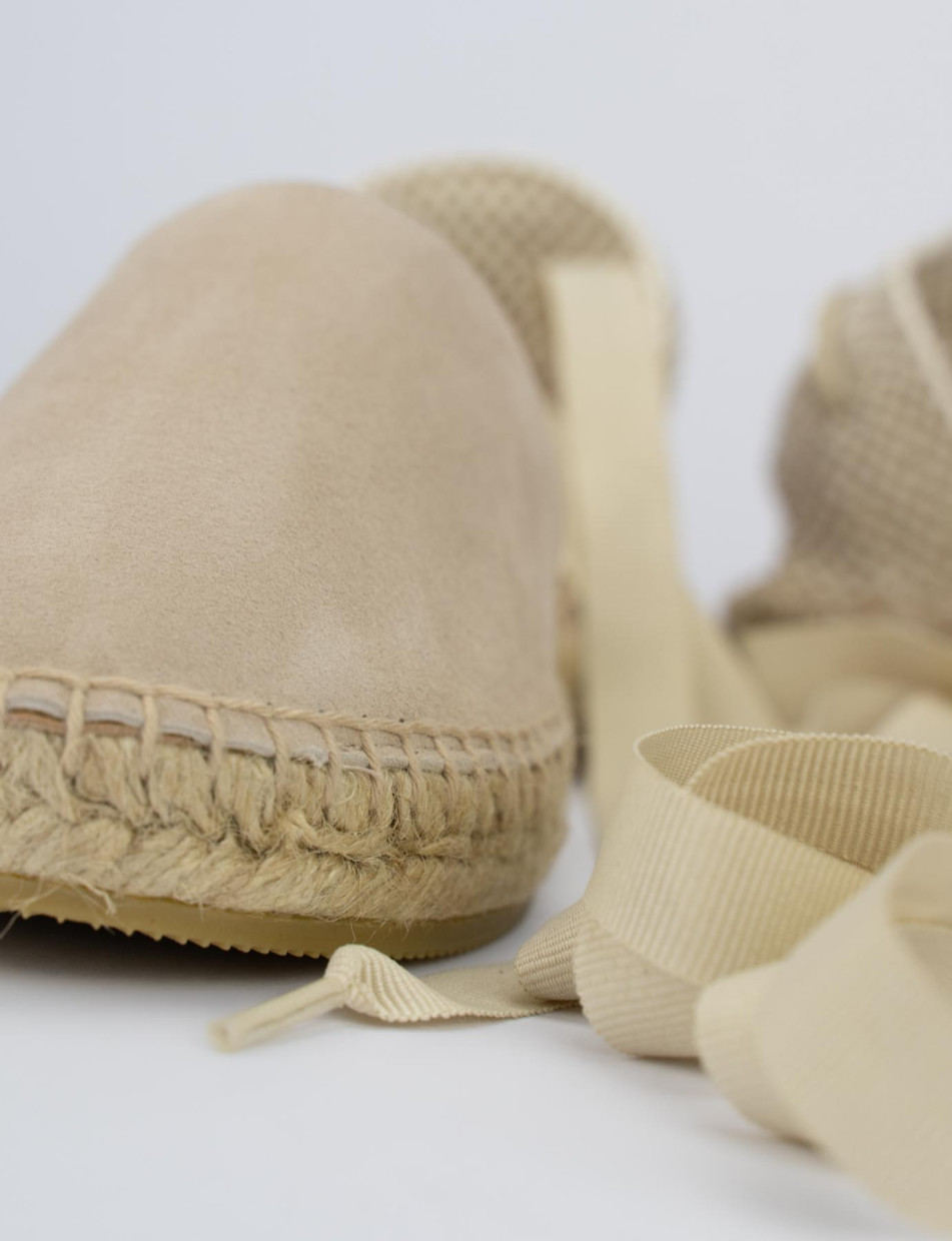 Espadrilla zeppa 2 cm beige camoscio