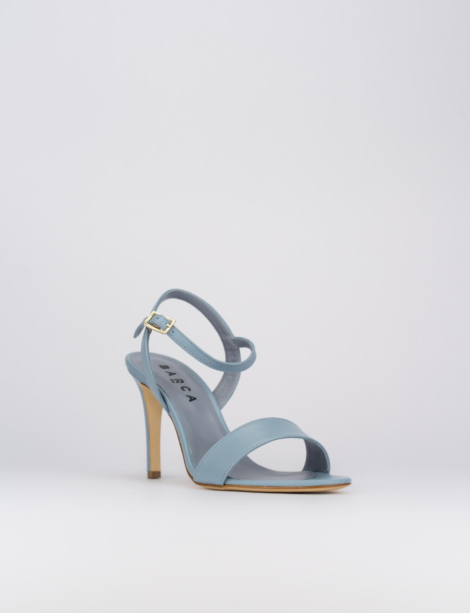 High heel sandals heel 8 cm light blue leather