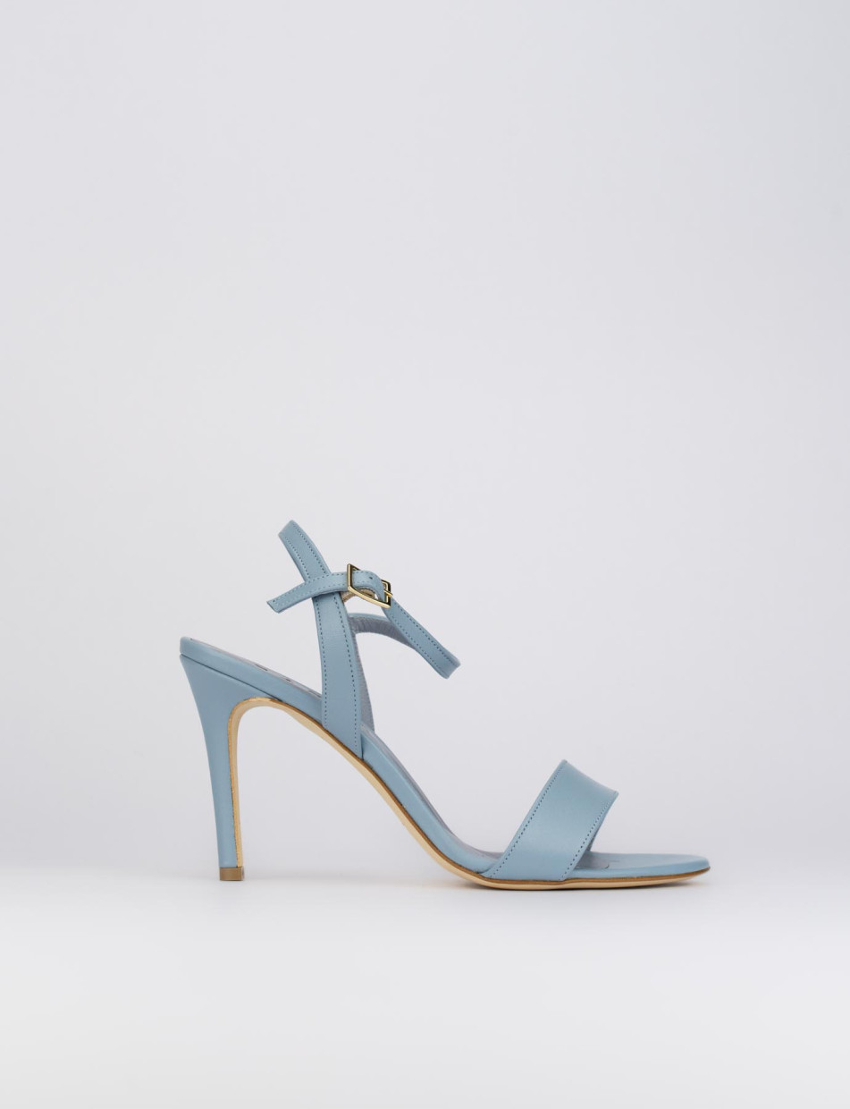 High heel sandals heel 8 cm light blue leather