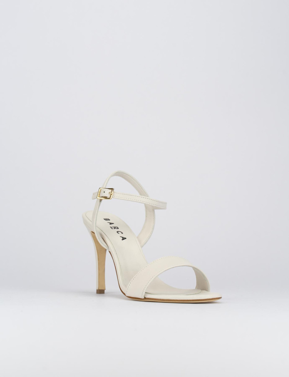 High heel sandals heel 8 cm white leather