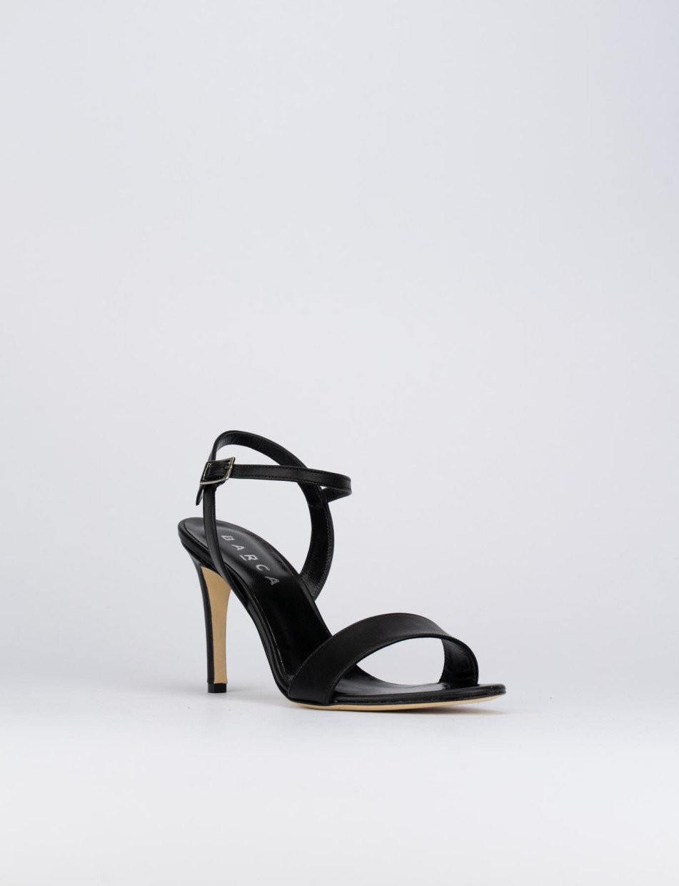 High heel sandals heel 8 cm black leather