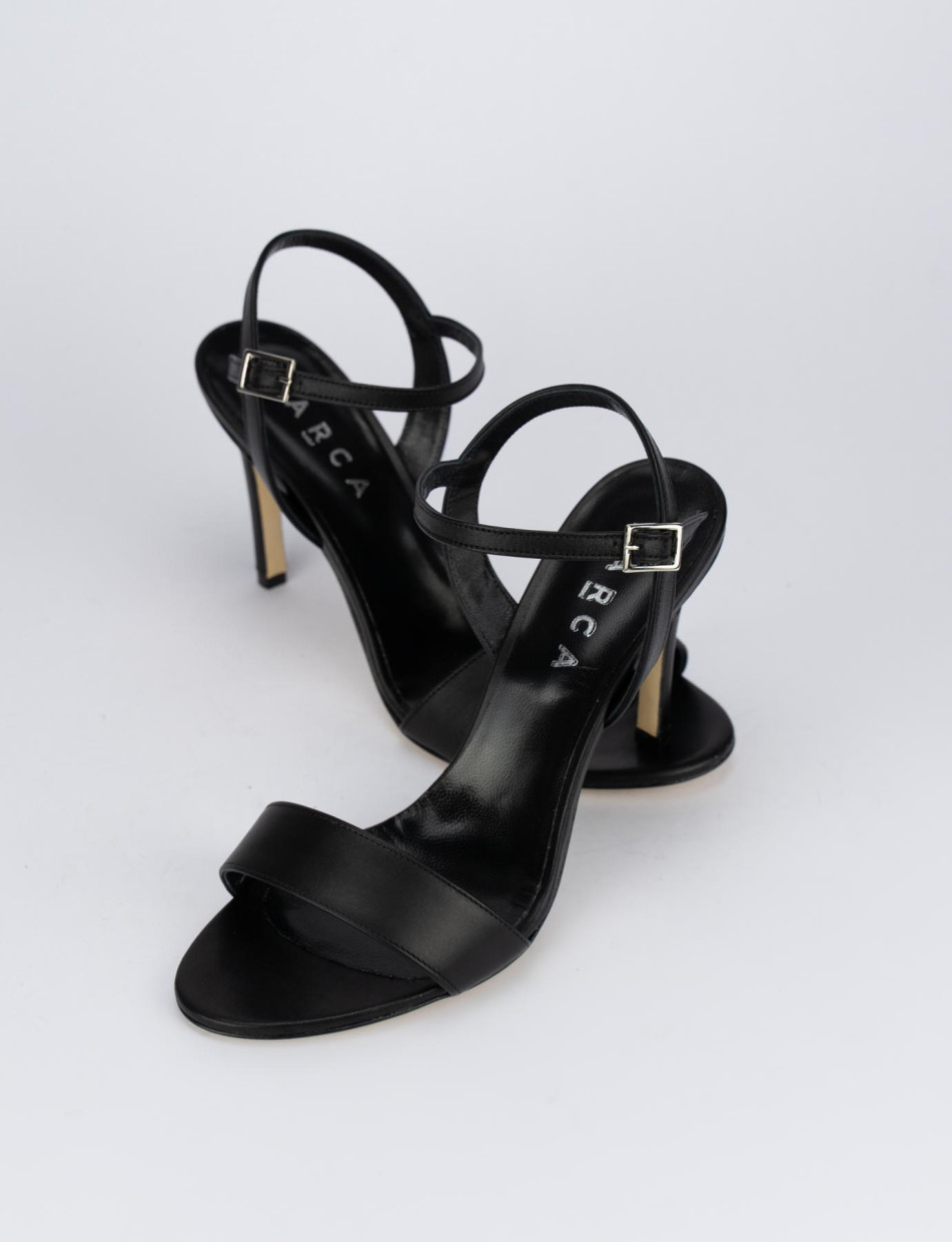 High heel sandals heel 8 cm black leather